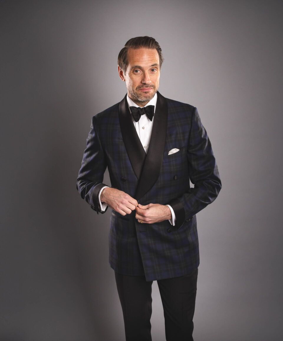Blackwatch Tartan Double-Breasted Shawl Collar Dinner Jacket – Custom Fit by He Spoke Style