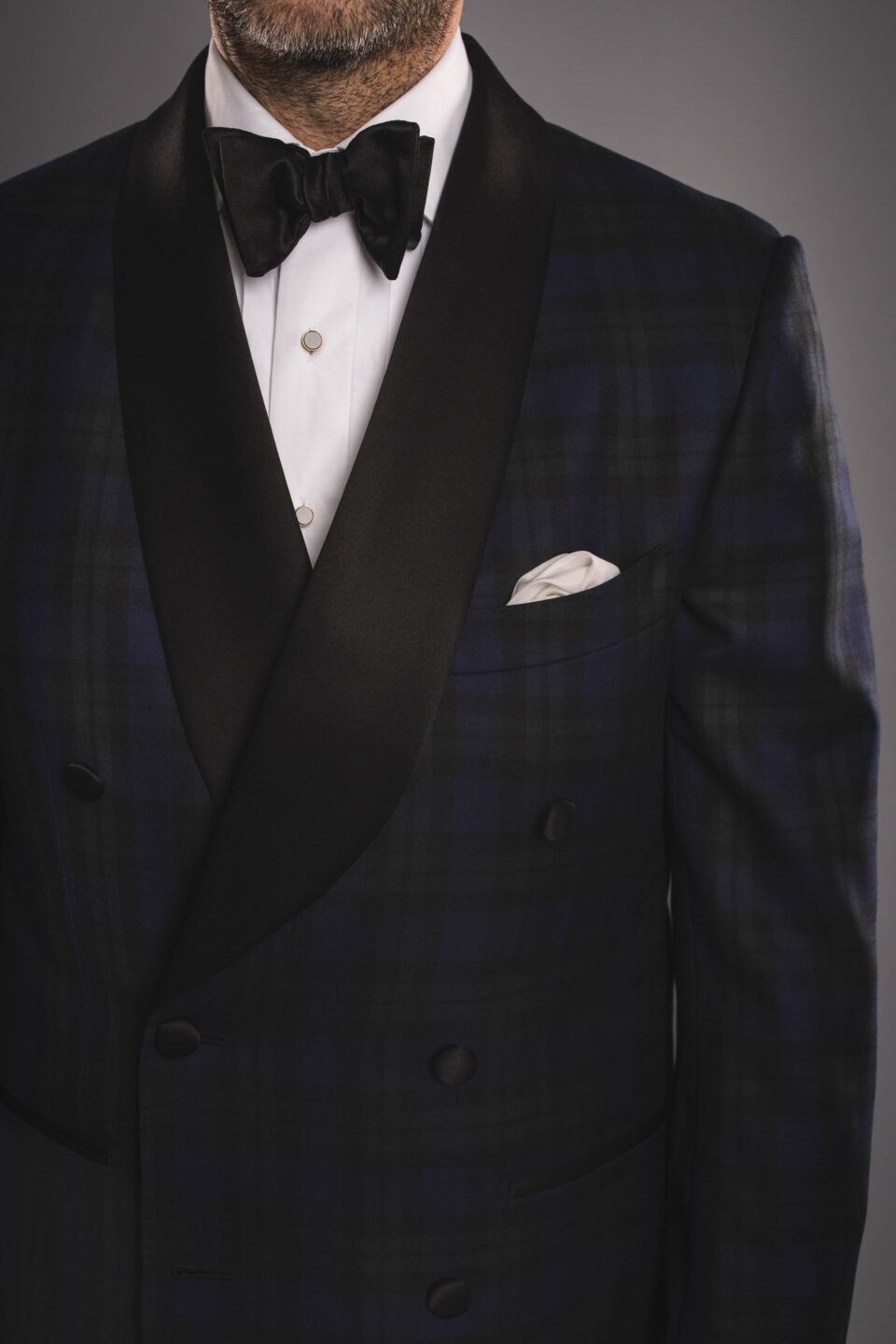 Close-Up of Blackwatch Tartan Fabric Dinner Jacket – Rich Texture & Classic Heritage Pattern - He Spoke Style Shop