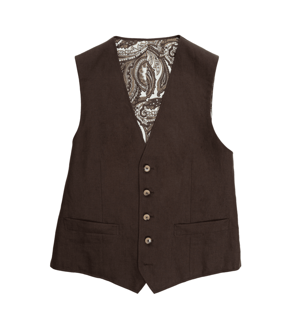 Chocolate Brown Linen Suit Vest - He Spoke Style Shop
