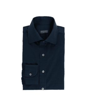 Dark Navy Blue Merino Wool Dress Shirt - He Spoke Style Shop