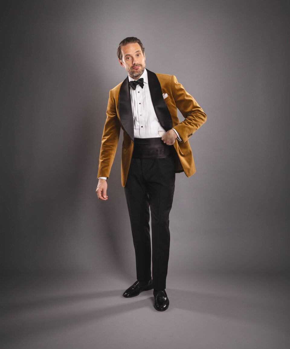 Made-to-Measure Golden Brown Velvet Dinner Jacket - He Spoke Style Shop