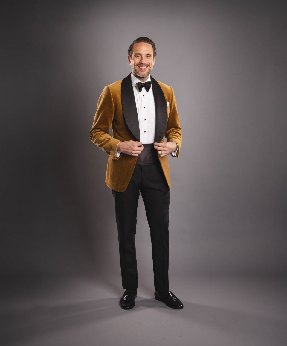 Golden Brown Velvet Dinner Jacket | Custom-Tailored Formalwear
