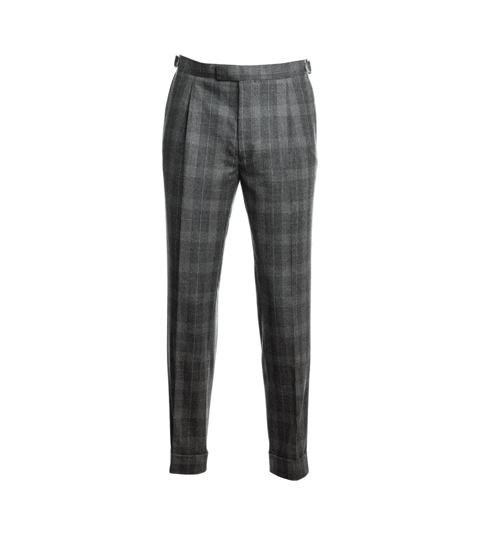 Gray Plaid Flannel Double-Breasted Suit Pants - He Spoke Style Shop