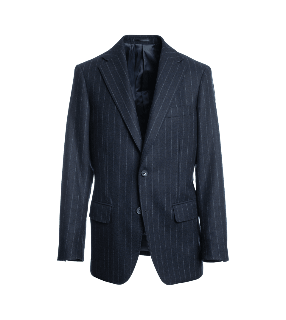 Navy Blue Chalk Stripe Flannel Suit Jacket - He Spoke Style Shop