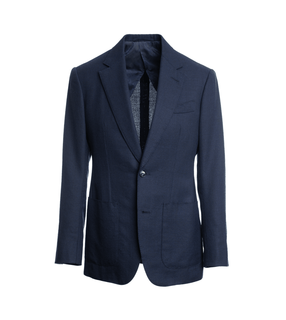Navy Blue Hopsack Suit Jacket - He Spoke Style Shop