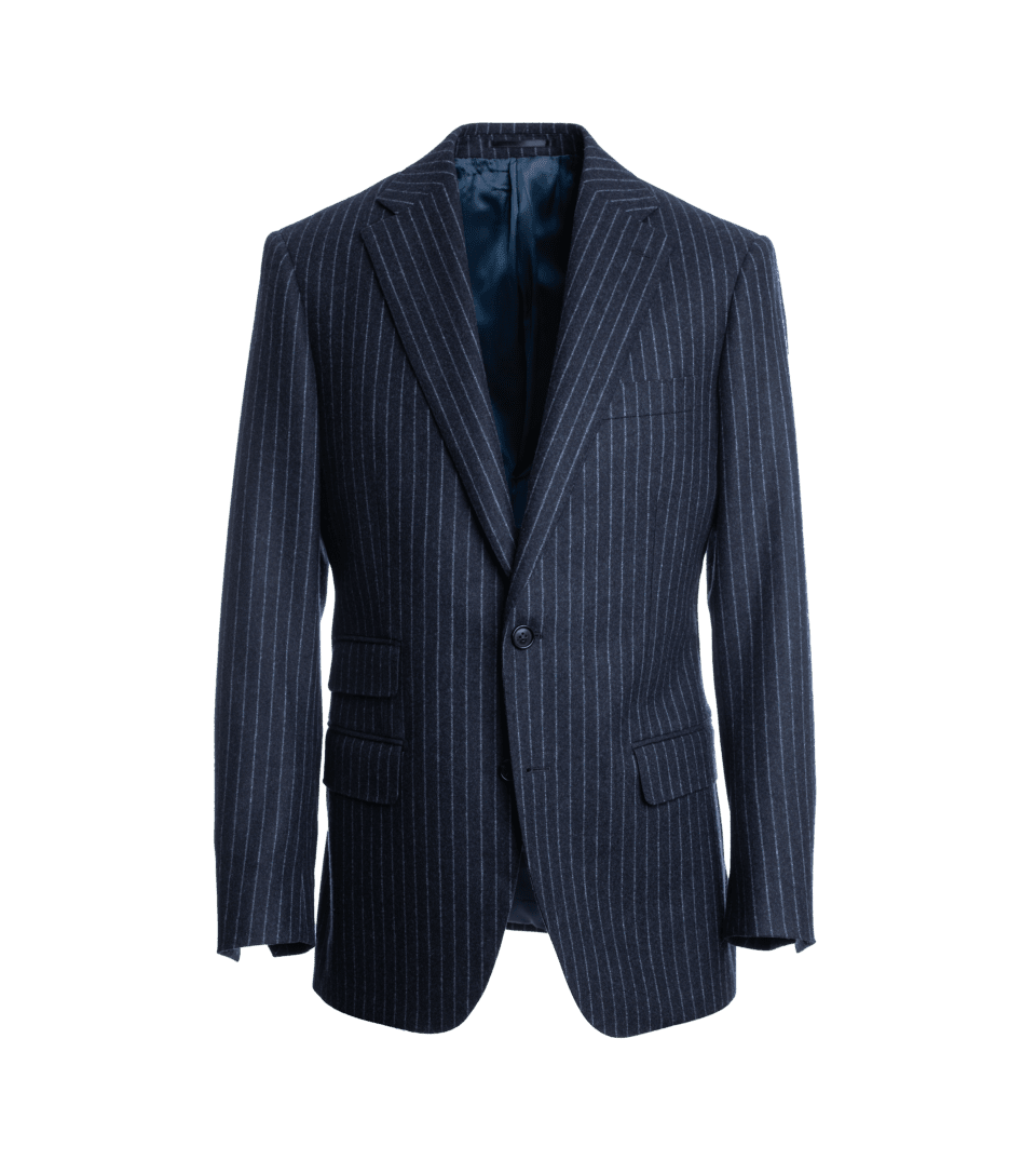 Navy Blue Narrow Chalk Stripe Suit Jacket - He Spoke Style Shop