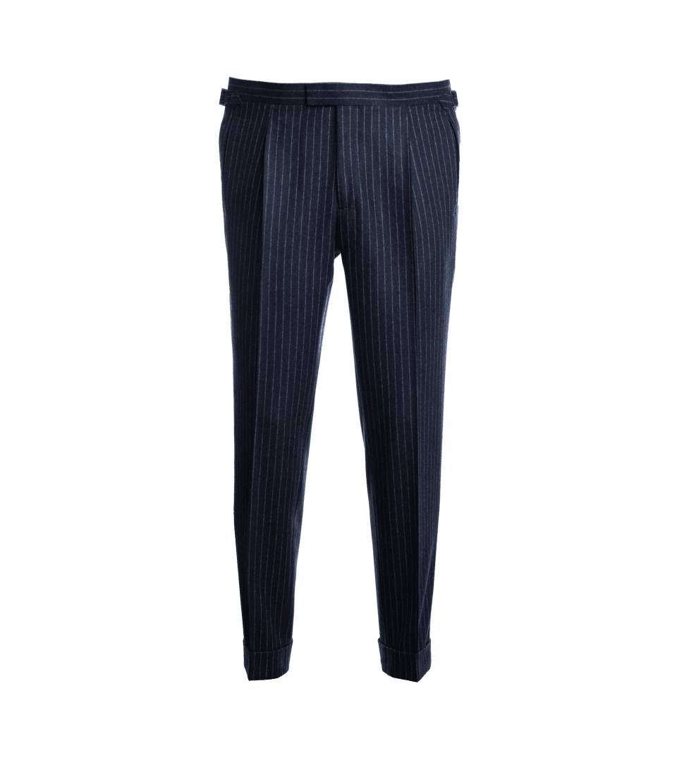 Navy Blue Narrow Chalk Stripe Suit Pants - He Spoke Style Shop