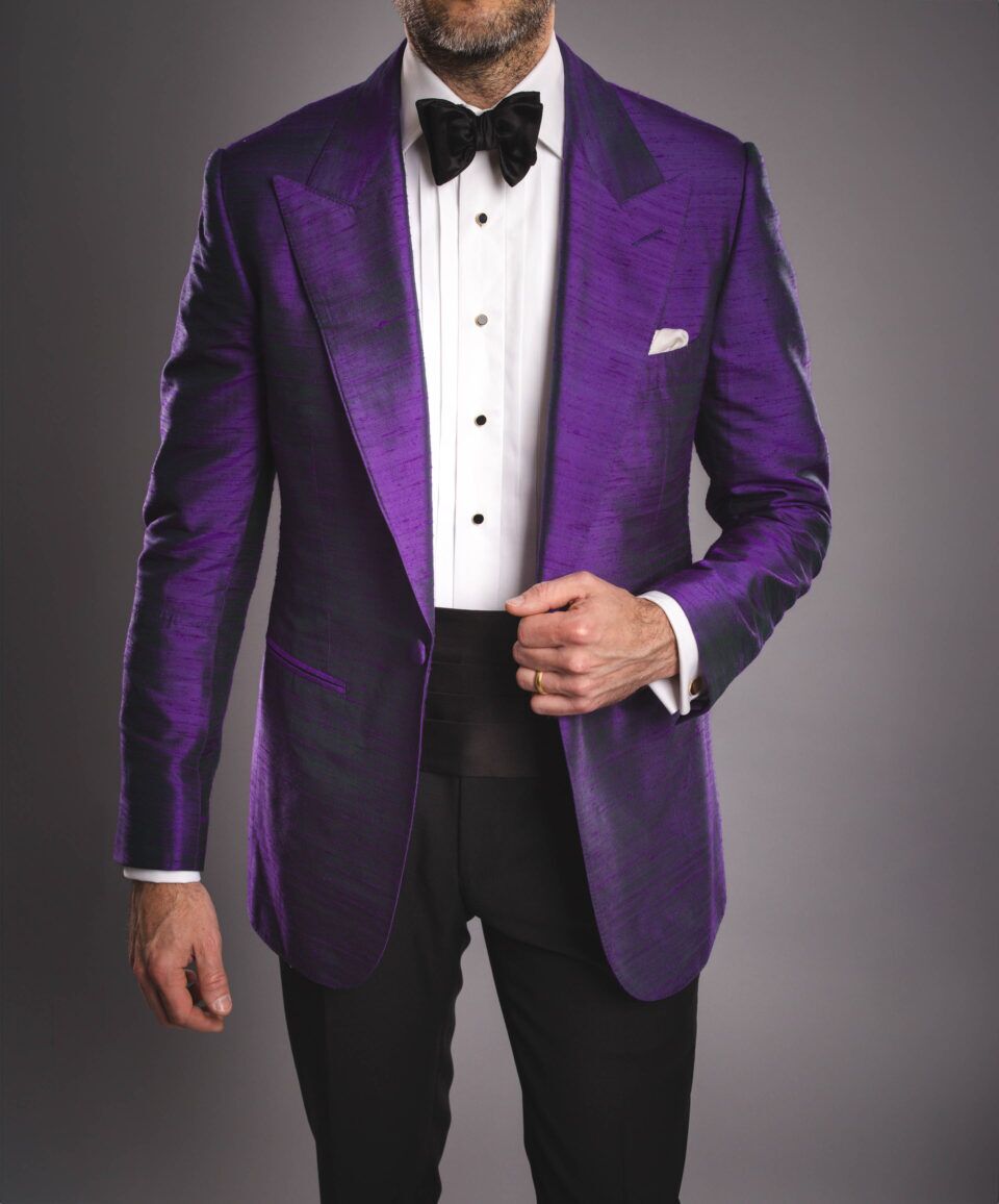 Made-to-Measure Purple Dupioni Silk Dinner Jacket – Sophisticated & Unique