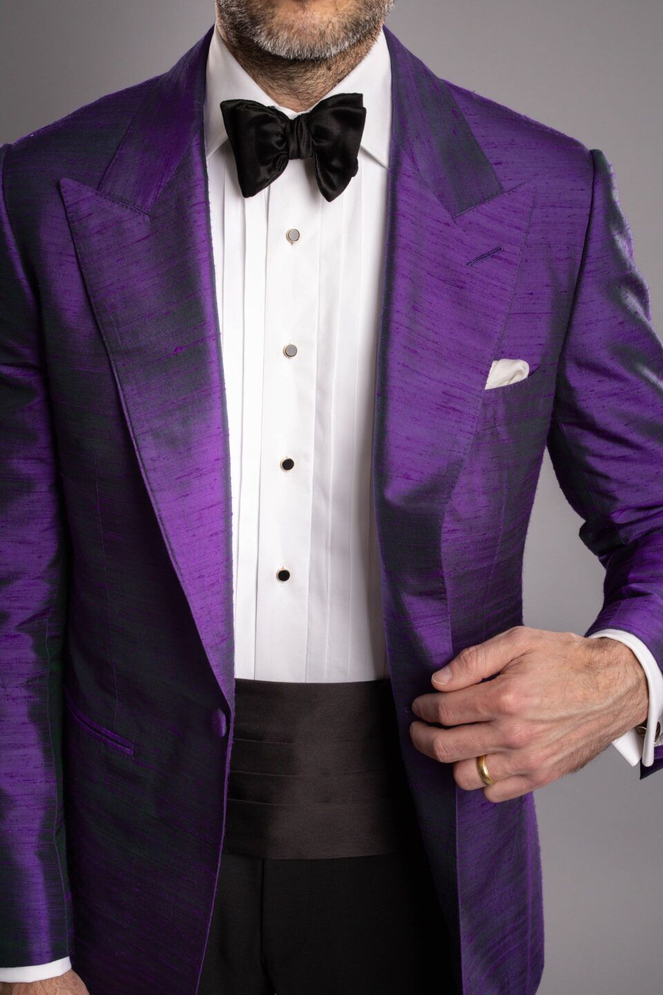 Elegant Purple Silk Dinner Jacket with Tailored Fit & Distinctive Color