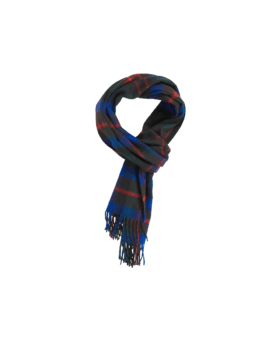 Black Cobalt Red Modern Tartan Cashmere Scarf - He Spoke Style Shop