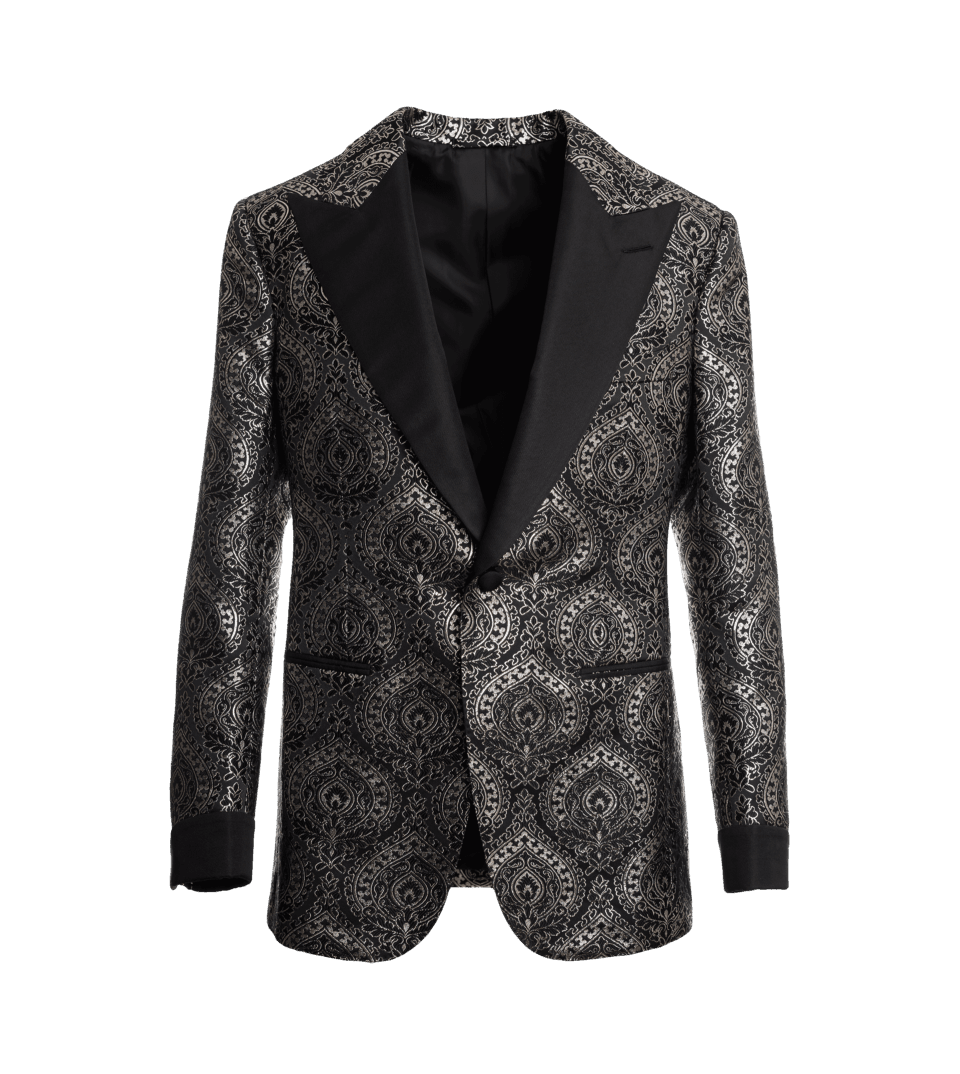 Black & Gold Jacquard Dinner Jacket - He Spoke Style Shop