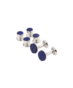 Codis Maya Lapis Lazuli Tuxedo Stud and Cufflink Set (White Rhodium) - He Spoke Style Shop