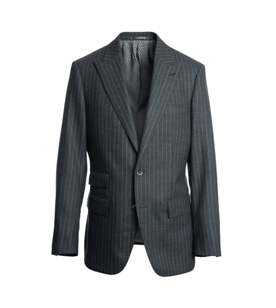 Medium Gray Flannel Pinstripe Suit Jacket - He Spoke Style Shop