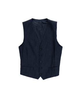 Navy Blue Flannel Narrow Chalk Stripe Vest - He Spoke Style Shop