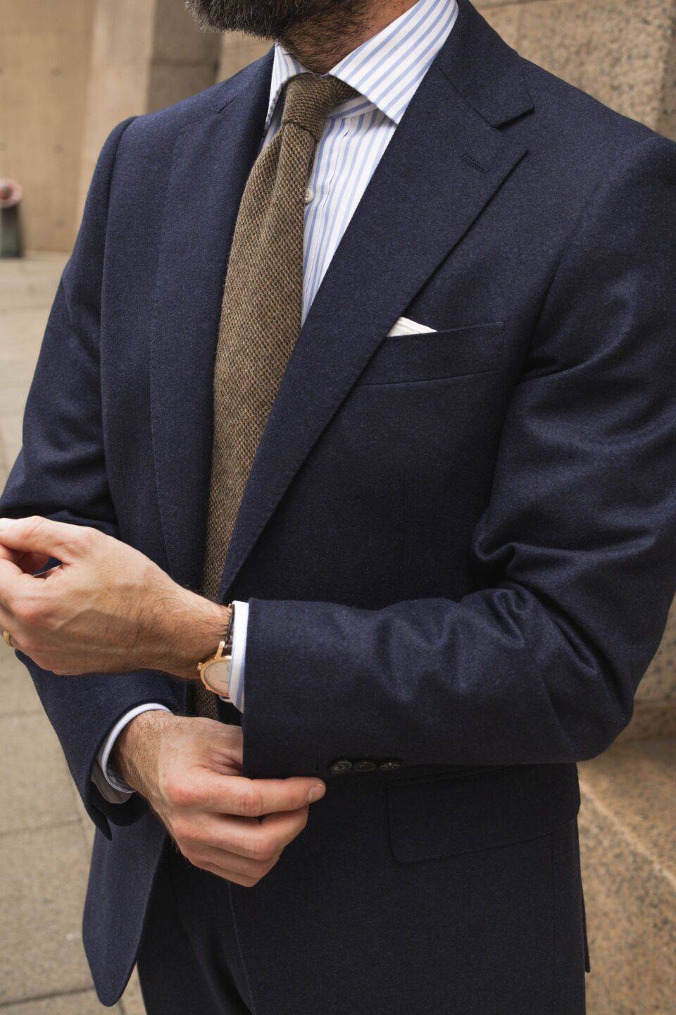 Navy Blue Flannel Suit – Custom Tailored by He Spoke Style