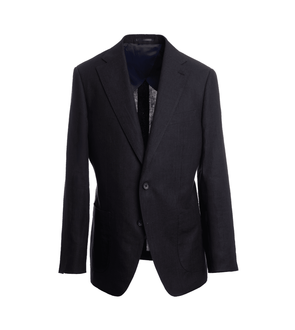 Navy Blue Linen Suit Jacket – Custom Fit by He Spoke Style