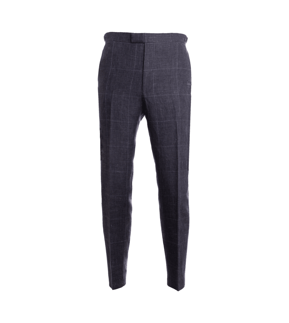 Slate Blue Glen Plaid Linen Suit Pants – He Spoke Style