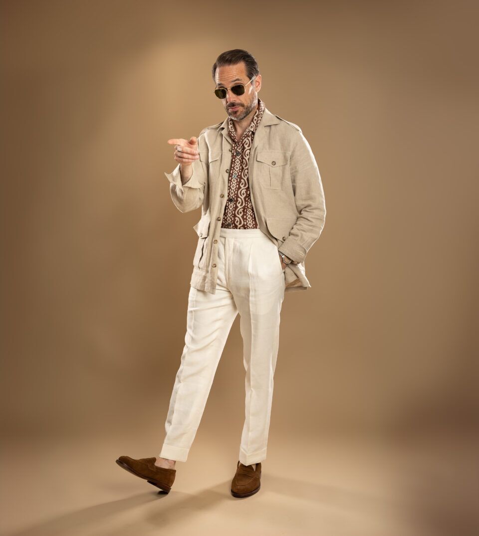 Stone Solid Linen Safari Shirt Jacket | He Spoke Style