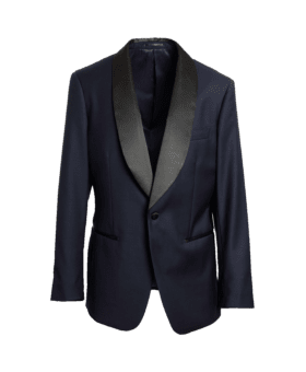 Midnight Blue Wool Tuxedo Jacket – Custom Fit by He Spoke Style