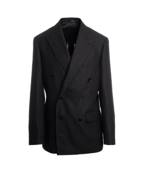 Black Double-Breasted Linen Suit Jacket – Custom Fit by He Spoke Style