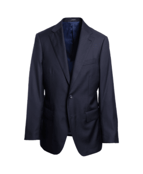 Men's Custom Navy Blue Worsted Wool Suit – Timeless Elegance & Perfect Fit