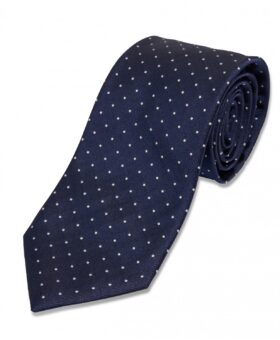 Navy Blue Pin Dot Silk Necktie