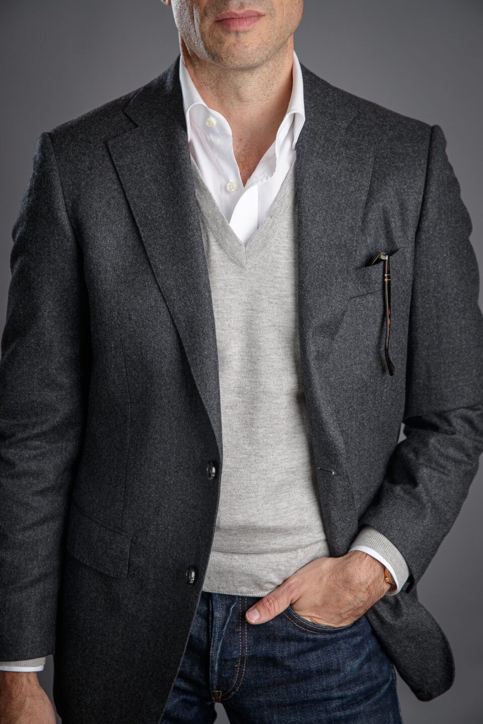 Men's Charcoal Gray Sport Coat in Soft Flannel – Warm & Versatile