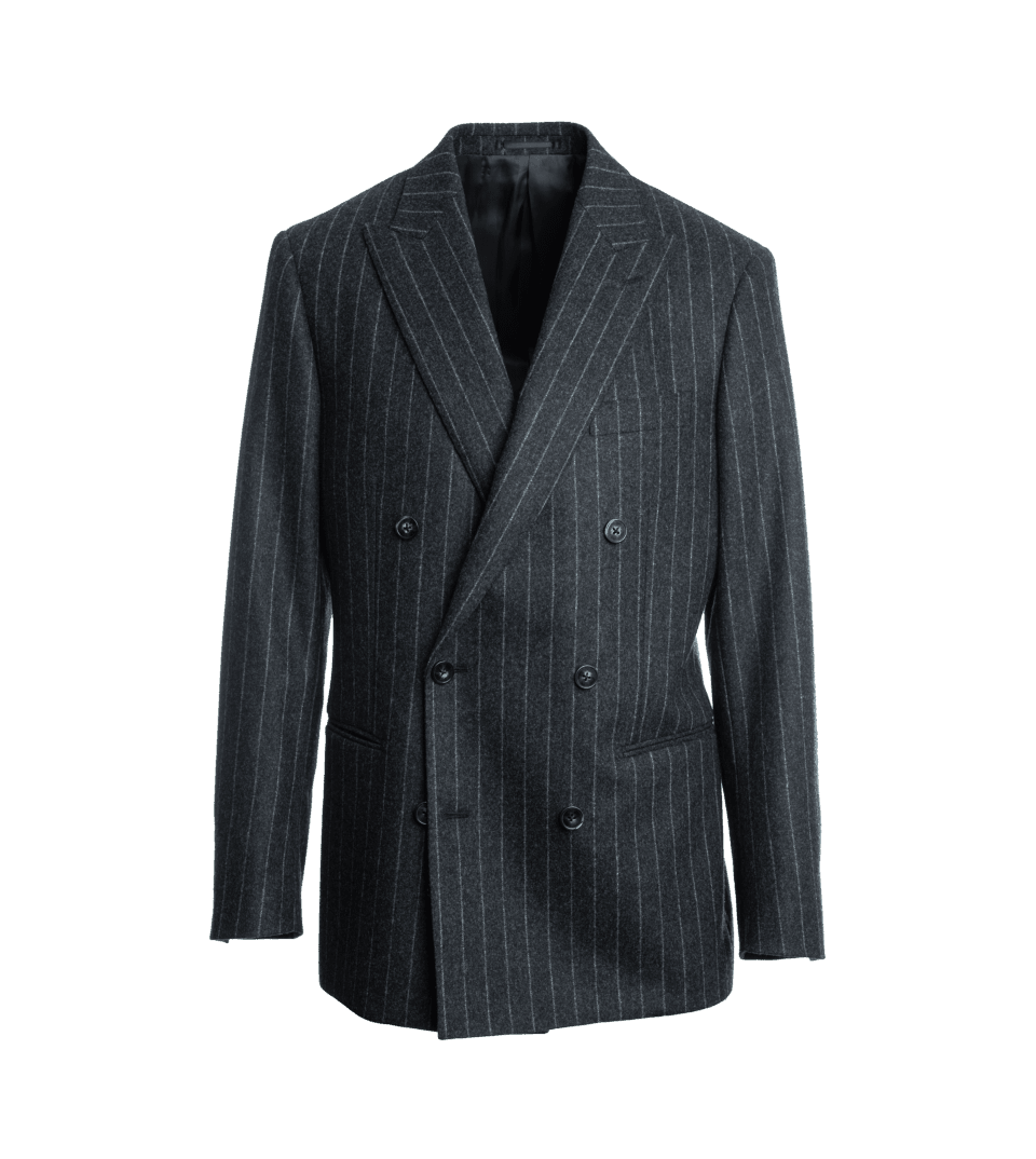 Gray Flannel Chalk Stripe Double-Breasted Suit Jacket - He Spoke Style Shop
