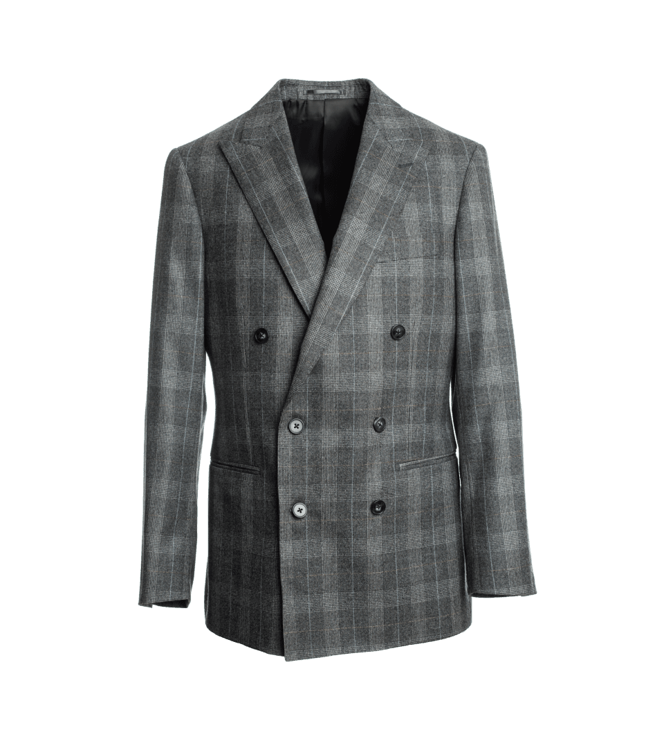 Gray Plaid Double-Breasted Flannel Suit - He Spoke Style