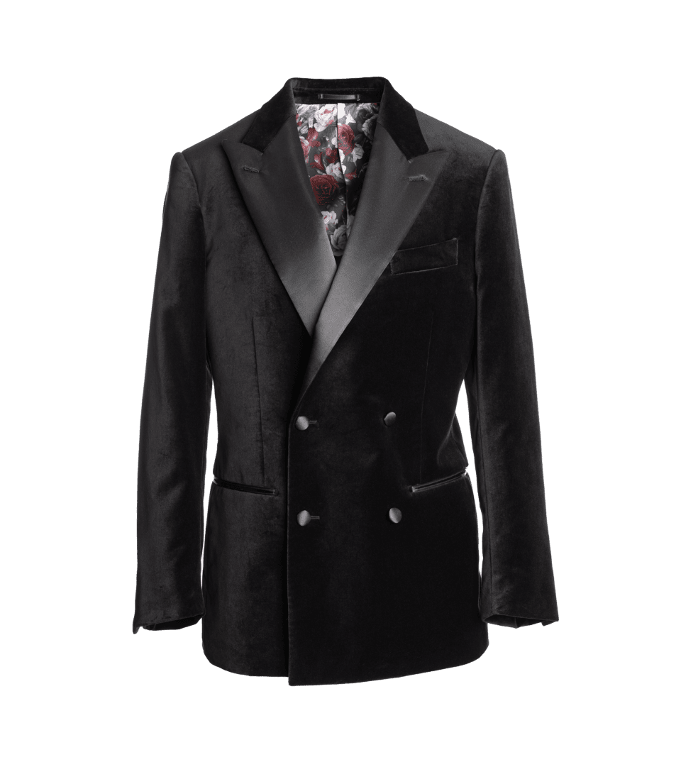 Black Velvet 4x2 Double-Breasted Dinner Jacket - Custom Fit by He Spoke Style Shop