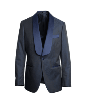 Blue & Black Jacquard Dinner Jacket – Custom Fit by He Spoke Style