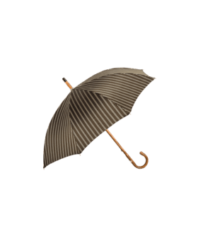 Passotti Ombrelli Brown, Beige Double Stripe Umbrella With Solid Chestnut Handle - He Spoke Style Shop