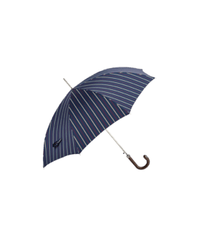 Passotti Ombrelli Navy, Red & White Stripe Umbrella With Brown Padded Leather Handle - He Spoke Style Shop