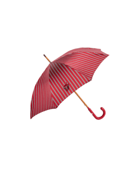 Passotti Ombrelli Red Classic Regimental Stripe Umbrella With Red Padded Leather Handle - He Spoke Style Shop