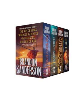 Stormlight Archive Books 1-4 paperback boxed set by Brandon Sanderson, slipcase packaging shot