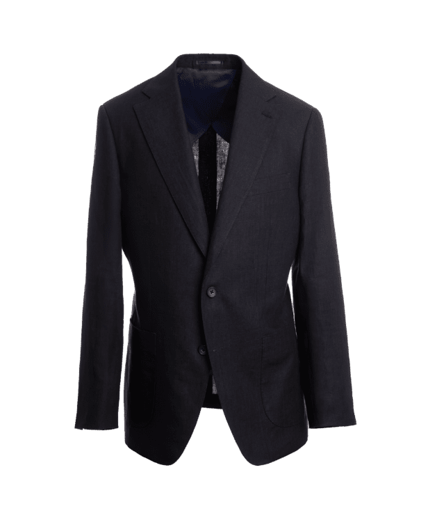 Navy Blue Linen Suit Jacket – Custom Fit by He Spoke Style