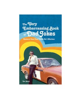 The Very Embarrassing Book of Dad Jokes by Ian Allen, retro cover with orange car, front cover view