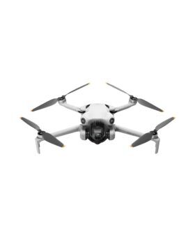 White DJI Mini 4 Pro drone with folded propeller arms and gimbal camera