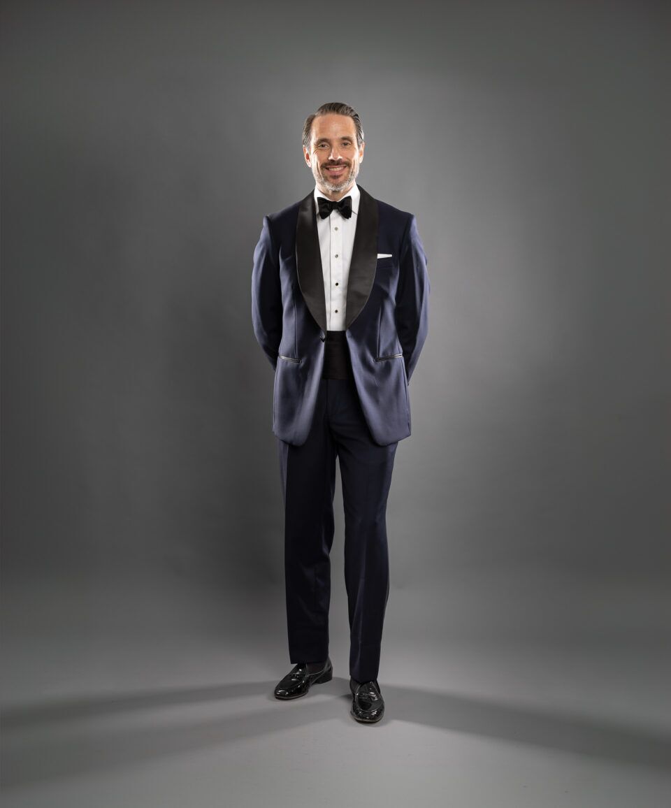 Model Wearing Midnight Blue Tuxedo – Polished & Refined Formal Look