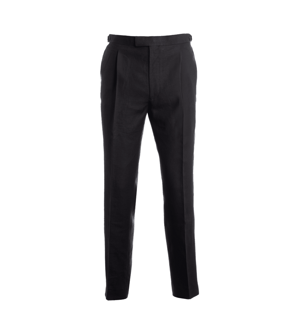 Black Double-Breasted Linen Suit Pants - He Spoke Style