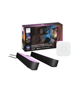 Philips Hue Play light bar starter kit with two black bars, bridge and printed box