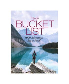 Book cover titled The Bucket List showing a hiker by a mountain lake