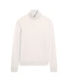 Ivory cashmere turtleneck sweater with ribbed collar, cuffs and hem, flat lay