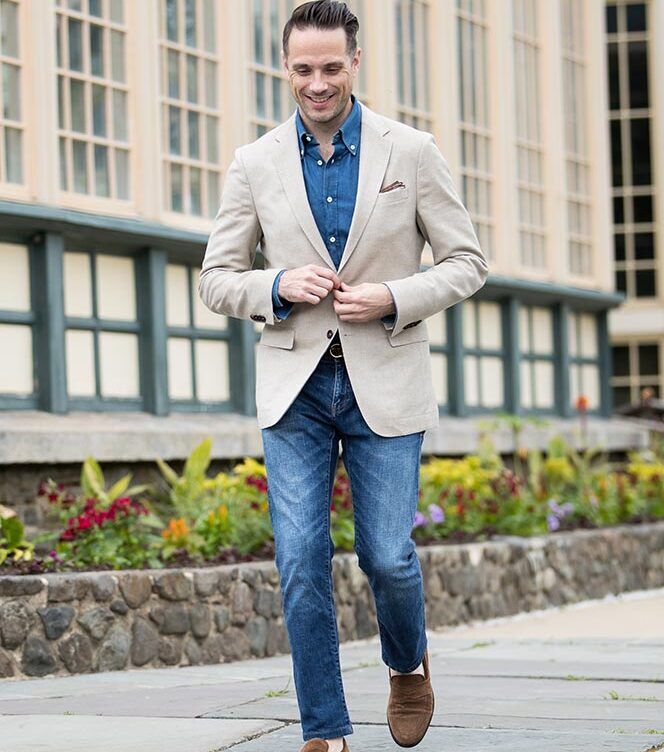 Casual Happy Hour Outfit: Blazer and Jeans