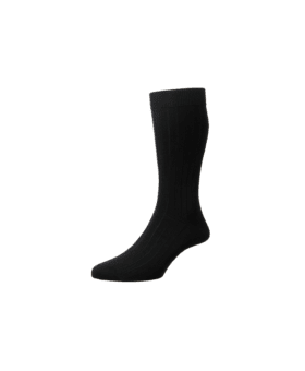 Pantherella Pembrey Sea Island Cotton Mid-Calf Socks - Black - He Spoke Style Shop