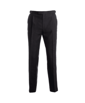 Black Double-Breasted Linen Suit Pants - He Spoke Style