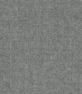 Grey flannel wool suiting fabric with subtle tonal check, a close-up of the weave
