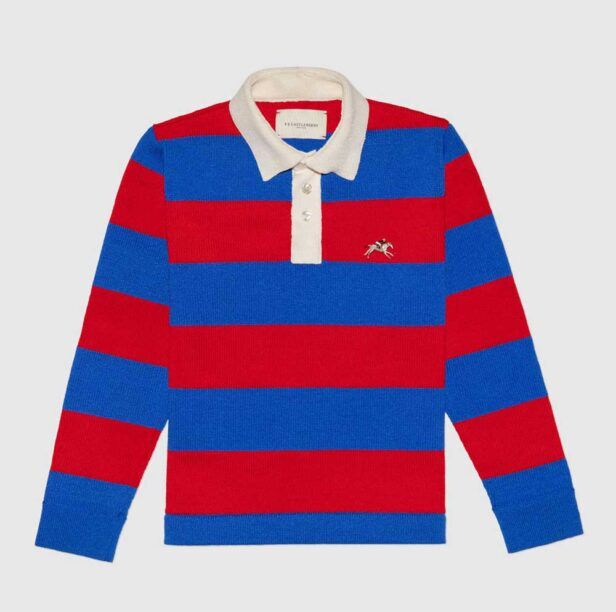 F.E. Castleberry's Striped wool crepe rugby shirt