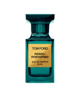 Neroli Portofino eau de parfum in a turquoise glass bottle with gold label, 50 ml, product shot