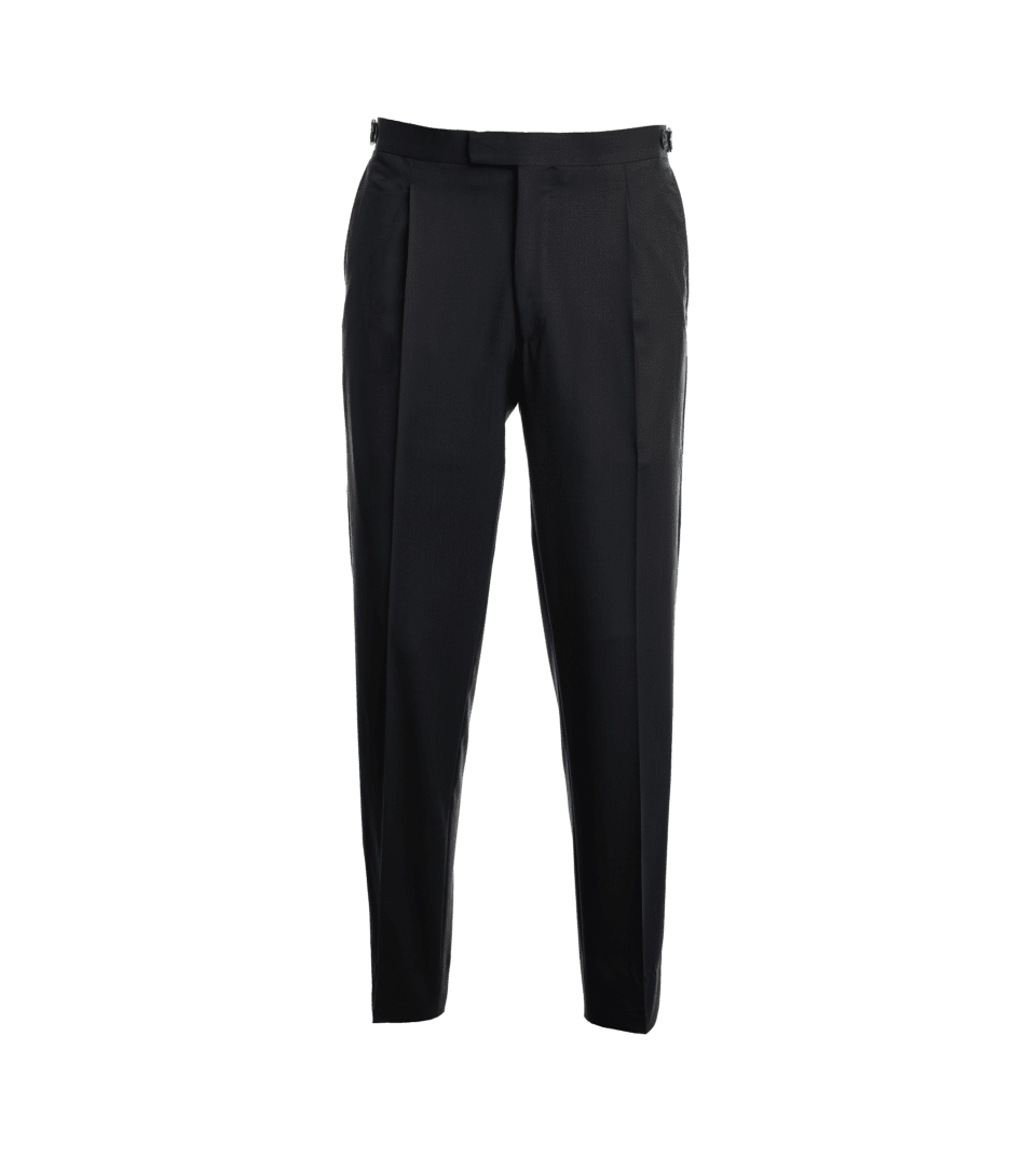 Black Tropical Wool Mohair Tuxedo Pants - He Spoke Style Shop
